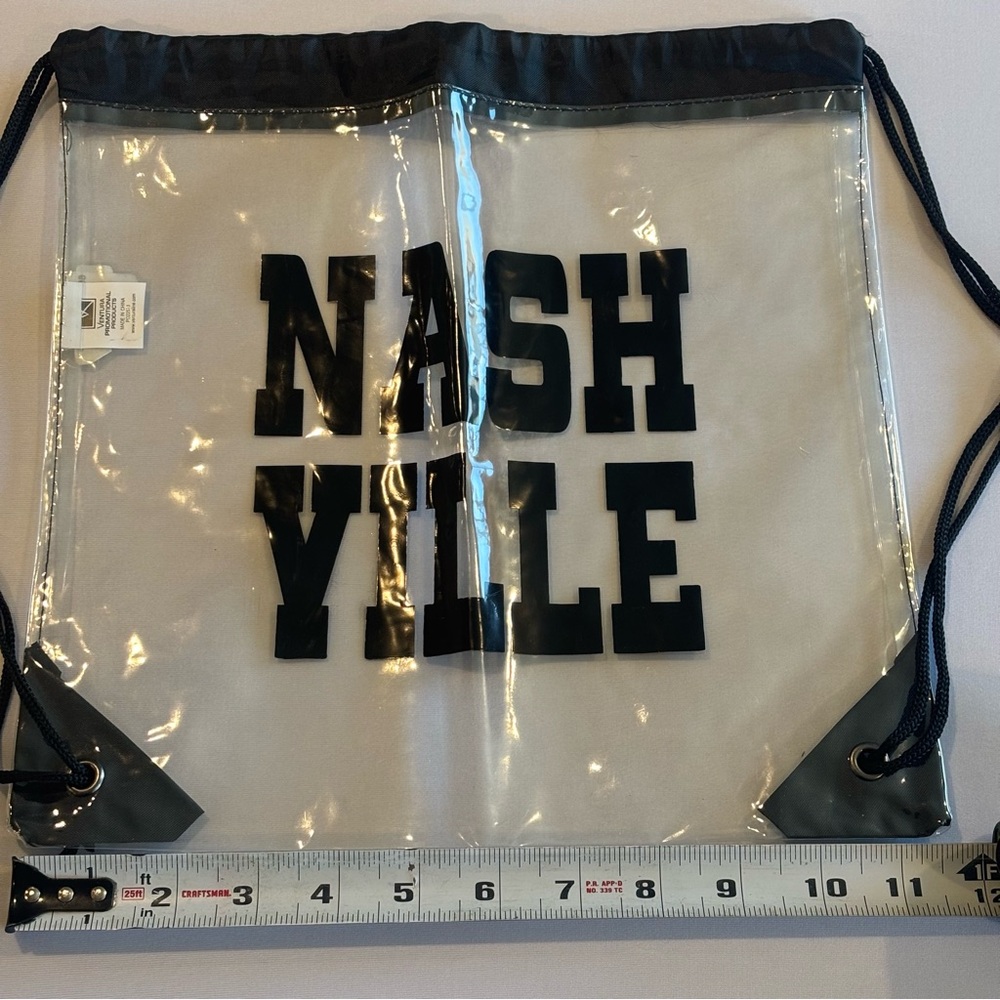 NASHVILLE Clear and‎ Black Drawstring Bag NWT - Picture 6 of 10